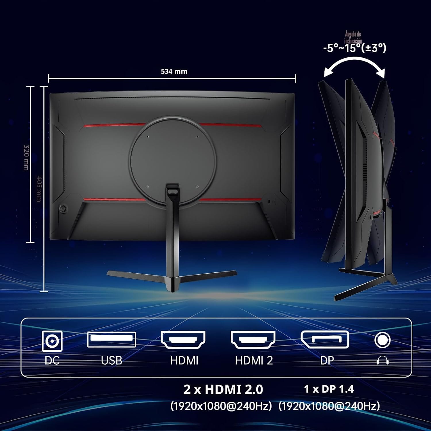 Monitor Curvo KTC-H24S17P 24 pulgadas, 240Hz - Imagen 6
